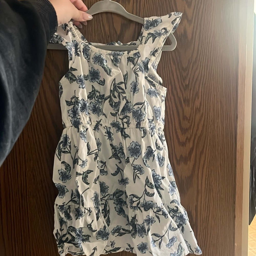 Crew cuts white + blue floral dress